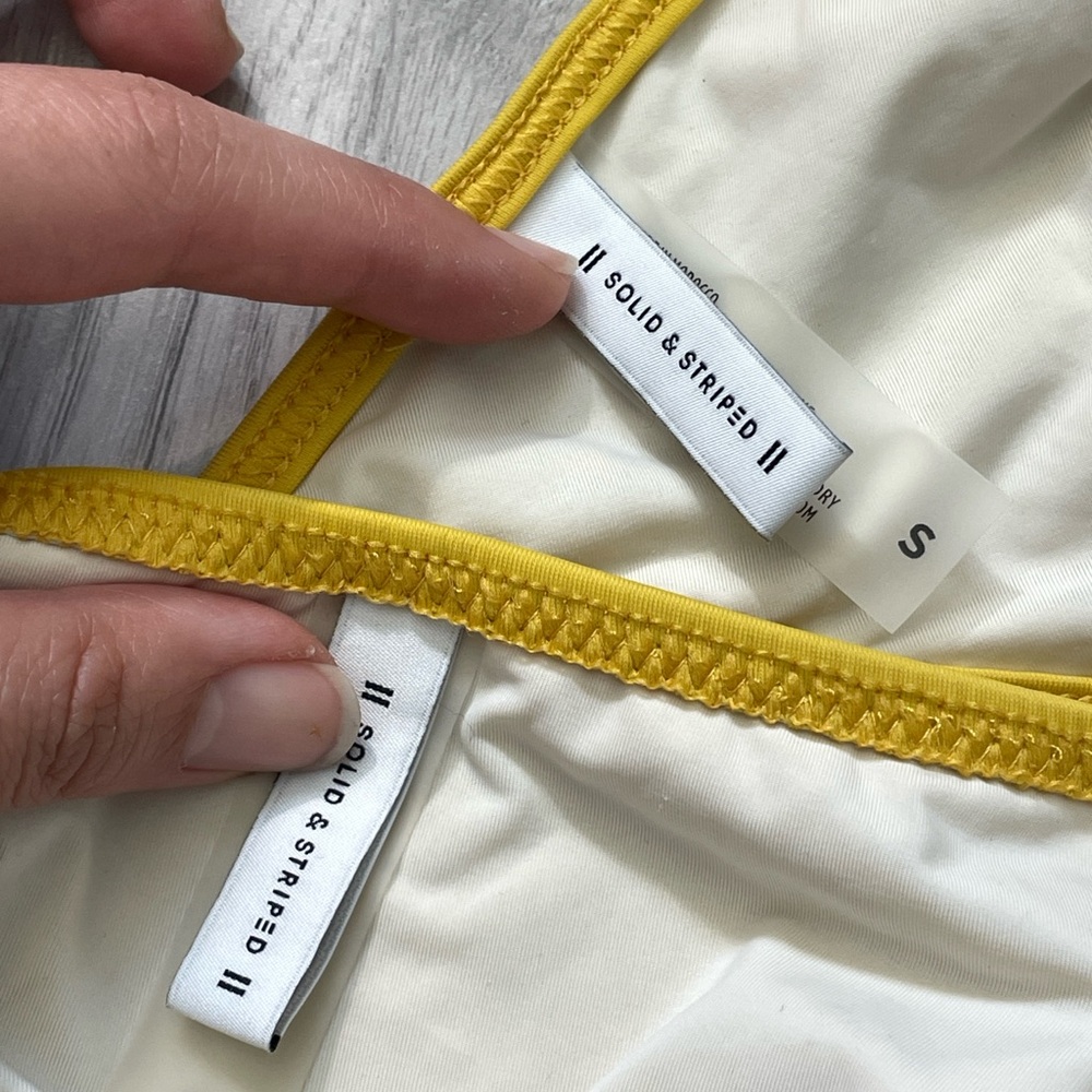 Solid & Striped Bikini Triangle Swim Womens Yello… - image 3